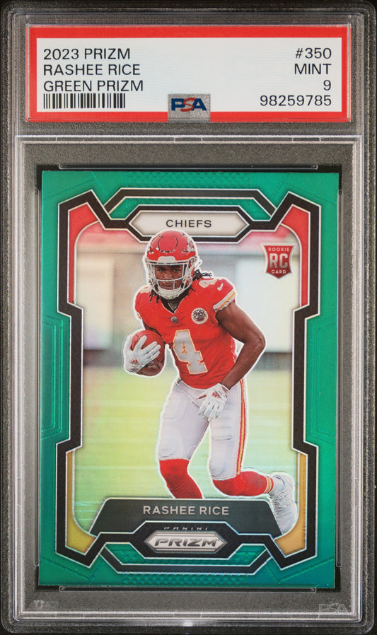 2023 Panini Prizm #350 Rashee Rice Green Prizm PSA 9