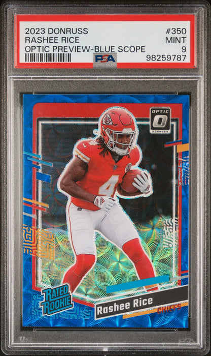 2023 Panini Donruss #350 Rashee Rice Optic Preview-Blue Scope PSA 9