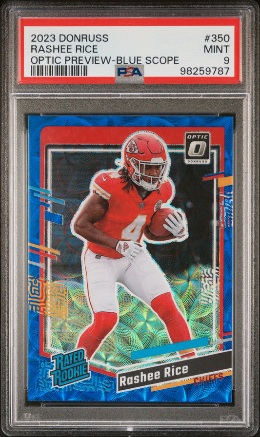 2023 Panini Donruss #350 Rashee Rice Optic Preview-Blue Scope PSA 9