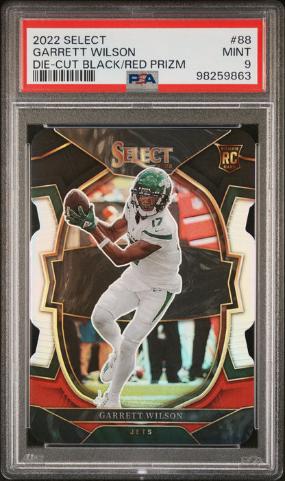 2022 Panini Select #88 Garrett Wilson Die-Cut Black/Red Prizm PSA 9