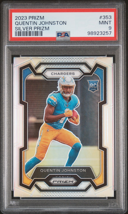 2023 Panini Prizm #353 Quentin Johnston Silver Prizm PSA 9
