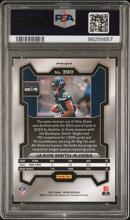 2023 Panini Prizm #390 Jaxon Smith-Njigba Disco Prizm PSA 9