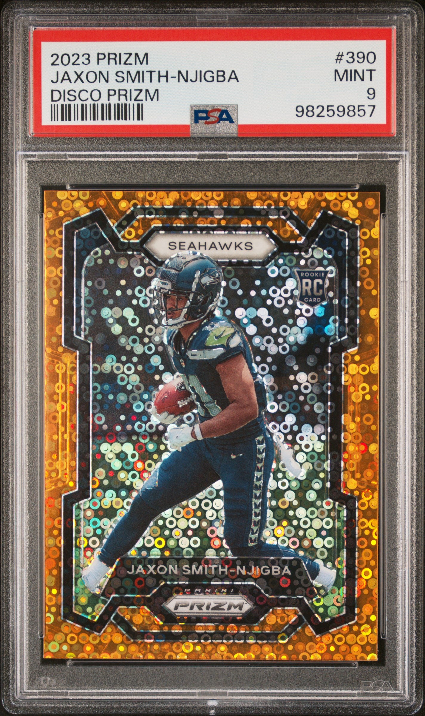 2023 Panini Prizm #390 Jaxon Smith-Njigba Disco Prizm PSA 9