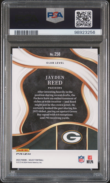 2023 Panini Select #258 Jayden Reed Silver Prizm PSA 10