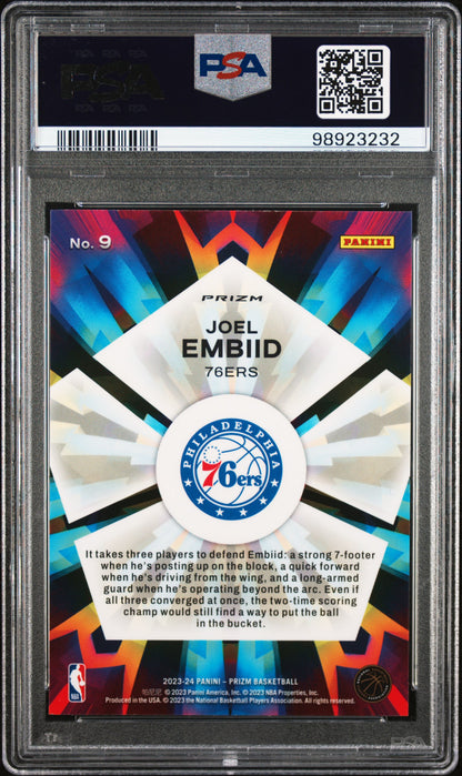 2023 Panini Prizm Kaleidoscopic #9 Joel Embiid Kaleidoscopic-Silver Prizm PSA 10