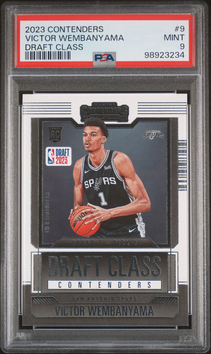 2023 Panini Contenders 2023 Draft Class Contenders #9 Victor Wembanyama PSA 9