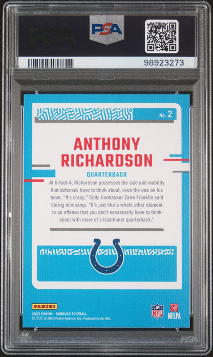 2023 Panini Donruss Rated Rookies Portrait #2 Anthony Richardson PSA 9