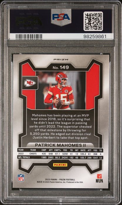 2023 Panini Prizm #149 Patrick Mahomes Ii Red/White/Blue Prizm PSA 9