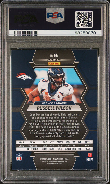 2023 Panini Mosaic #65 Russell Wilson Honeycomb PSA 9