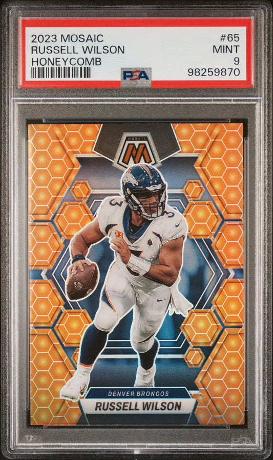 2023 Panini Mosaic #65 Russell Wilson Honeycomb PSA 9