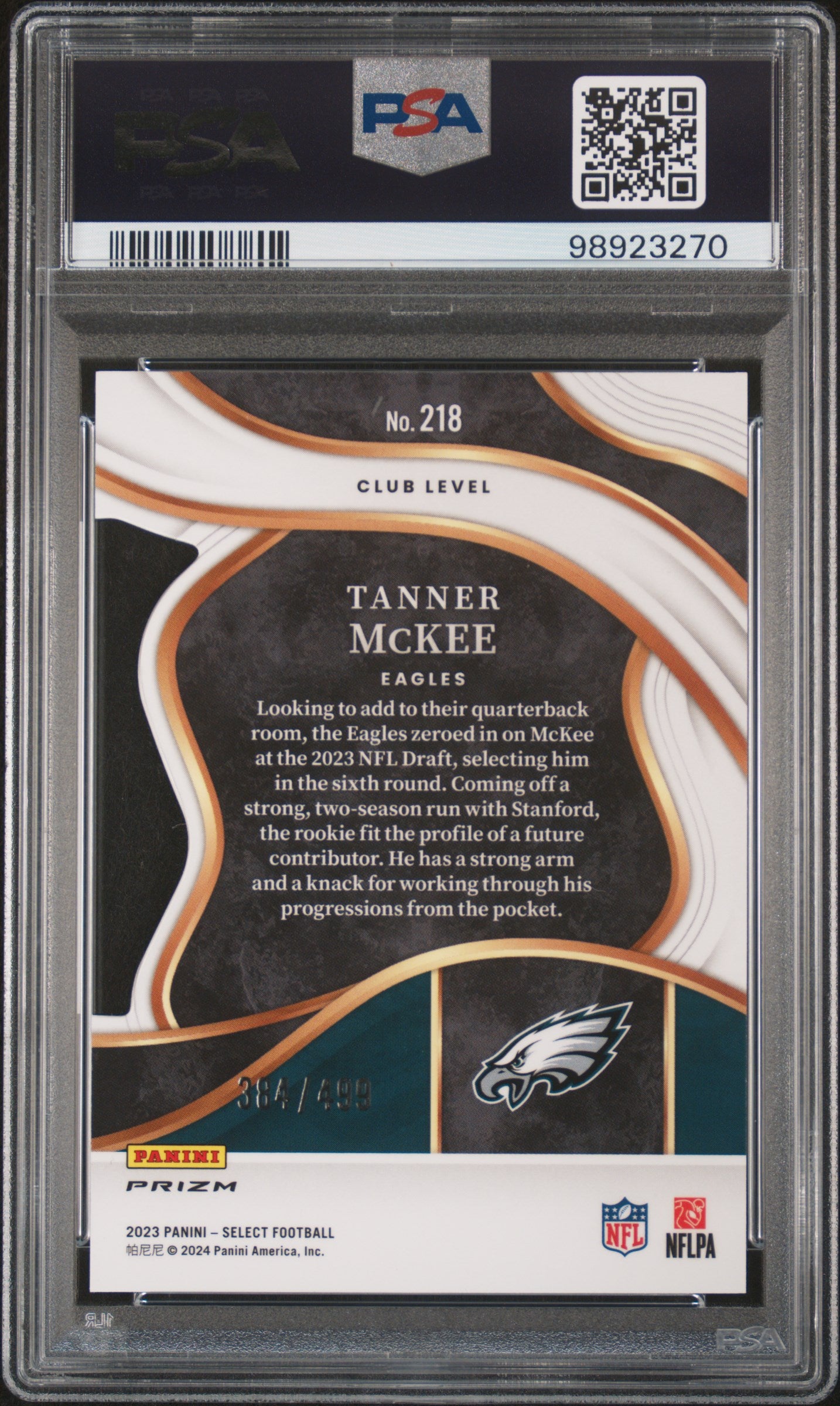 2023 Panini Select #218 Tanner Mckee Die-Cut Neon Green Prizm PSA 8