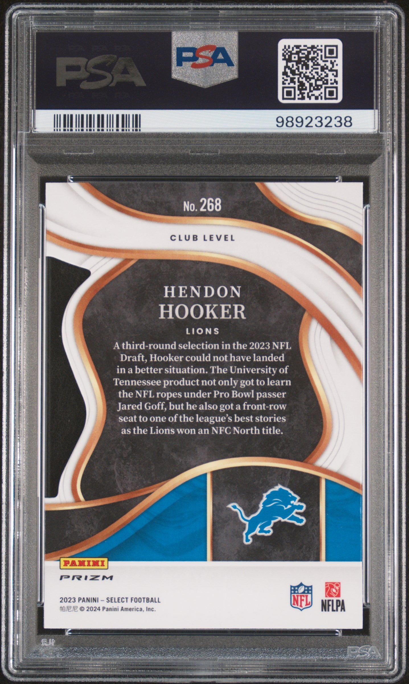 2023 Panini Select #268 Hendon Hooker Die-Cut Red & Yellow Prizm PSA 9