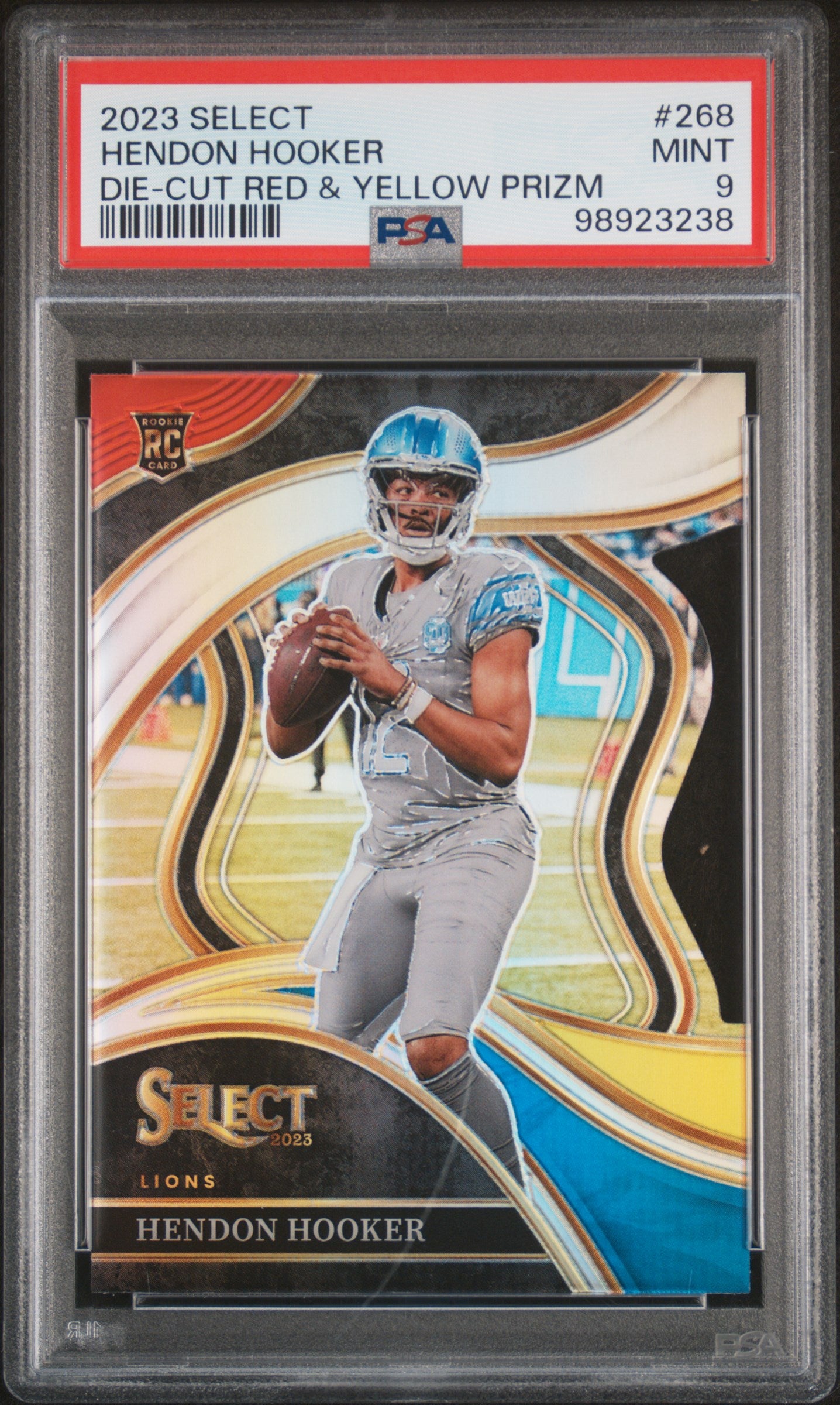2023 Panini Select #268 Hendon Hooker Die-Cut Red & Yellow Prizm PSA 9