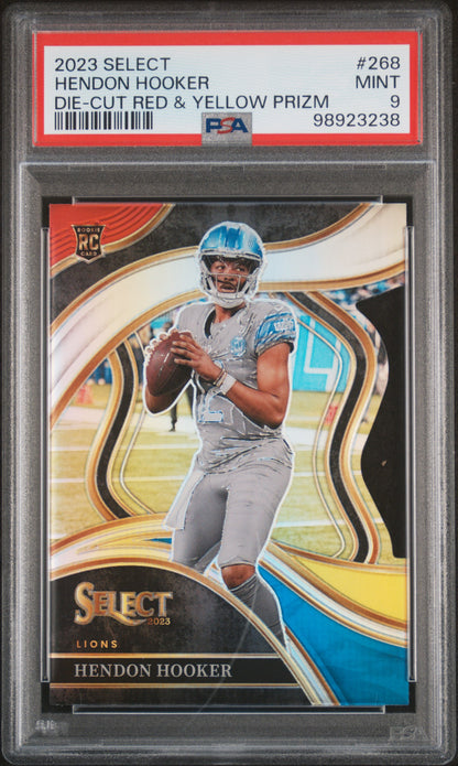 2023 Panini Select #268 Hendon Hooker Die-Cut Red & Yellow Prizm PSA 9