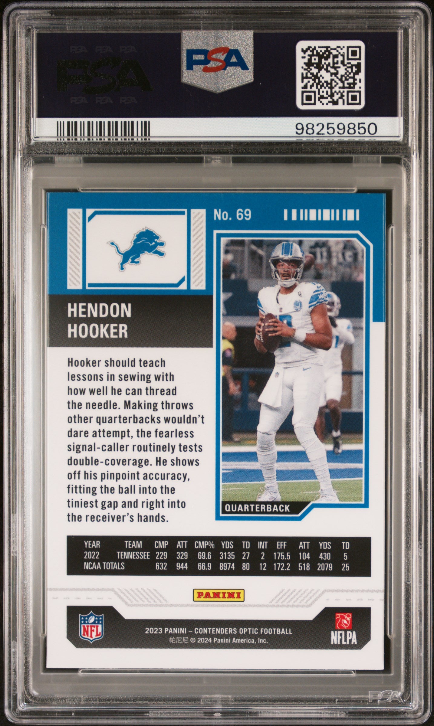 2023 Panini Contenders Optic #69 Hendon Hooker PSA 9