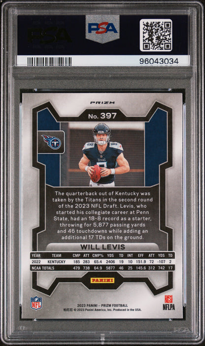 2023 Panini Prizm #397 Will Levis Green Wave PSA 8