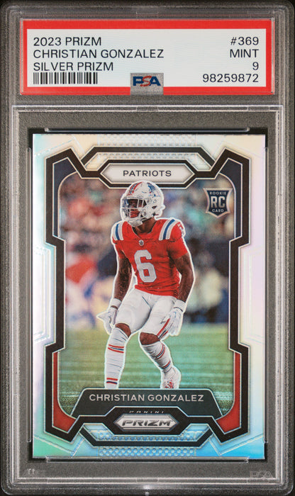 2023 Panini Prizm #369 Christian Gonzalez Silver Prizm PSA 9