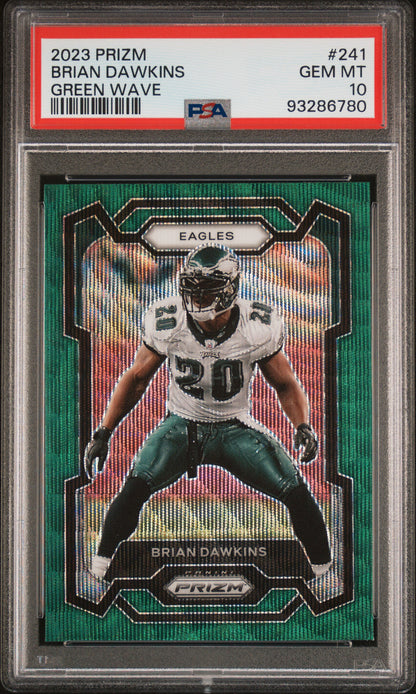 2023 Panini Prizm #241 Brian Dawkins Green Wave PSA 10