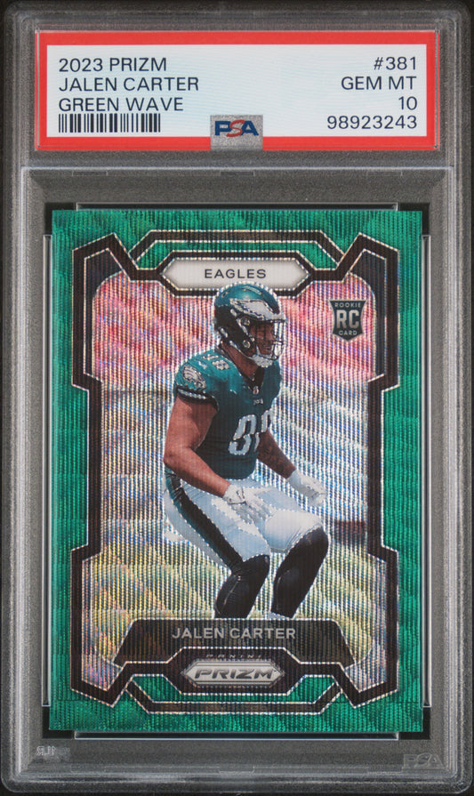 2023 Panini Prizm #381 Jalen Carter Green Wave PSA 10