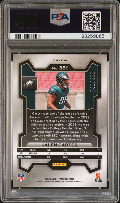 2023 Panini Prizm #381 Jalen Carter Pandora PSA 9