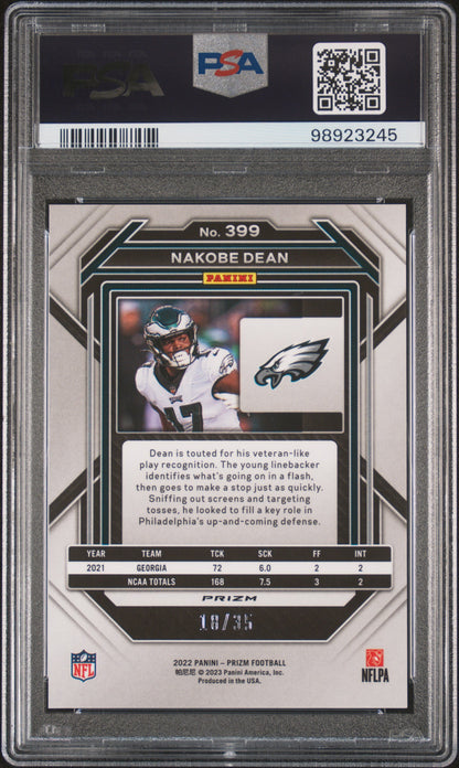 2022 Panini Prizm #399 Nakobe Dean Red Shimmer PSA 9