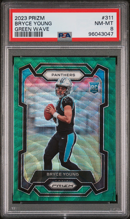 2023 Panini Prizm #311 Bryce Young Green Wave PSA 8