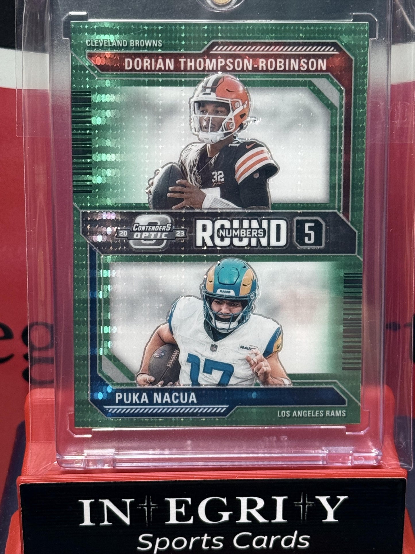 Panini contenders optic #RN-5 Puka Nacua, Dorian Thompson-Robinson Green
