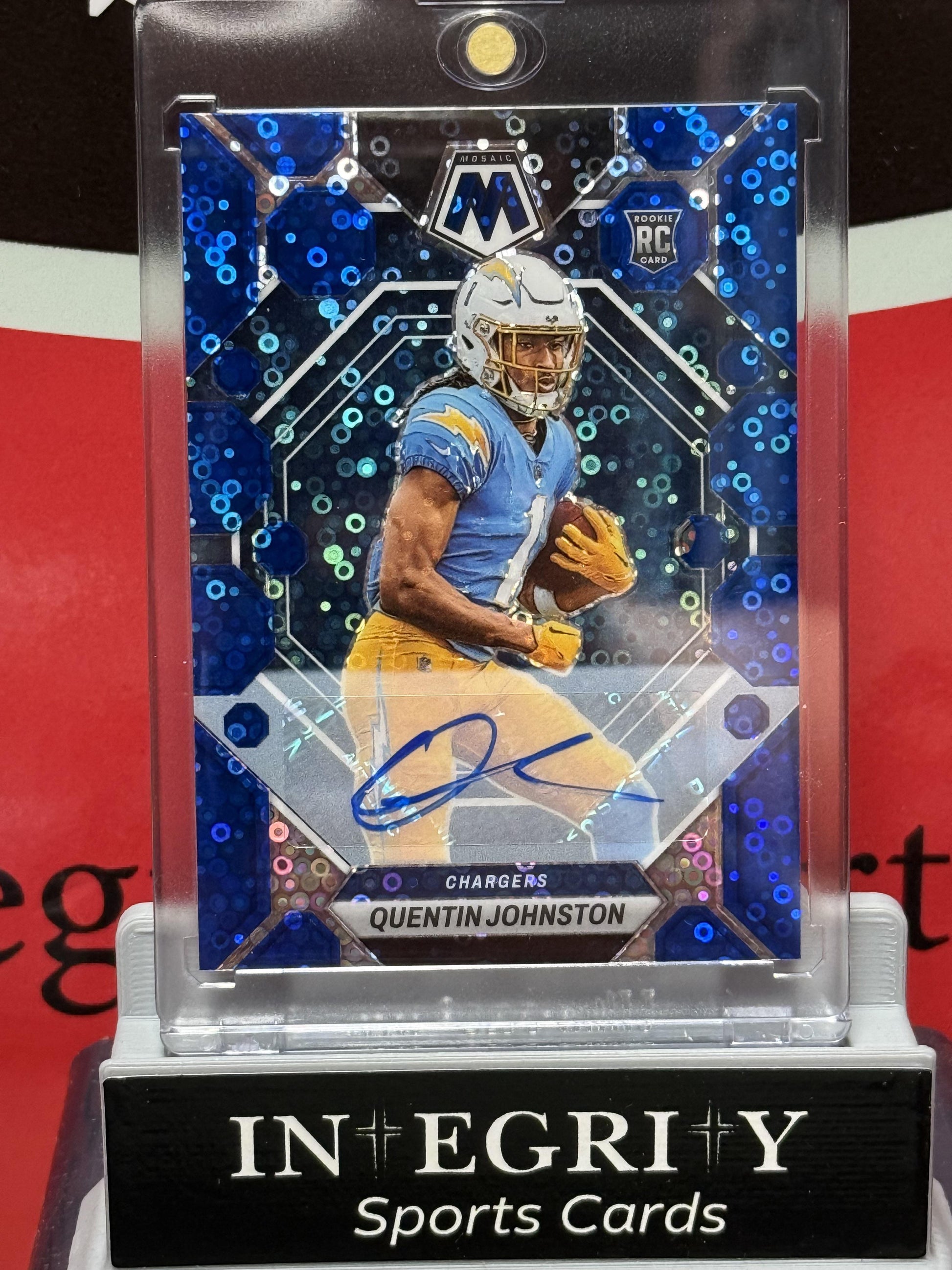 Panini Mosaic #356 Quentin Johnston No Huddle Blue Auto