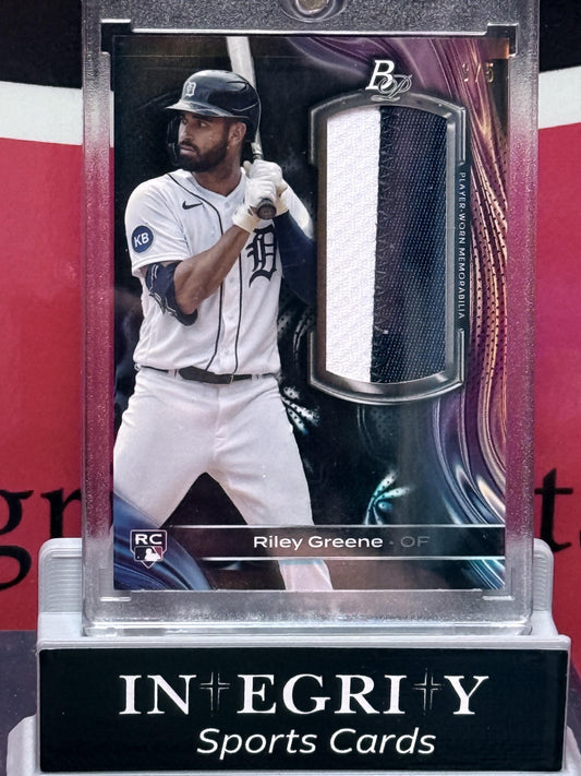 Bowman Platinum #PPC-RG Riley Greene Player Worn Platinum Patch/5