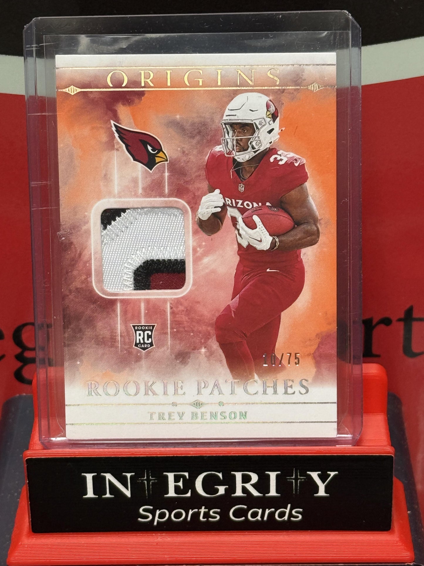 2024 Panini Origins #RPT-TBE Trey Benson Rookie Patches Orange