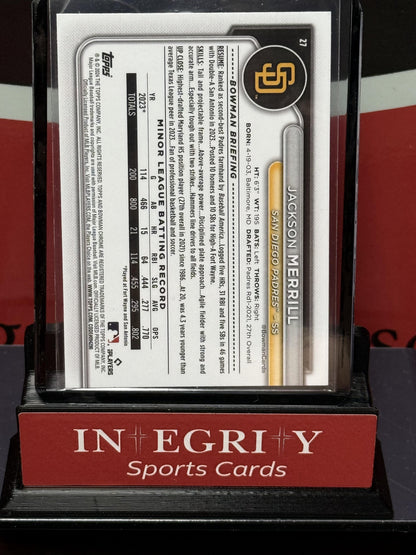 2024 Bowman Chrome #27 Jackson Merrill Blue/150 Refractors #/150