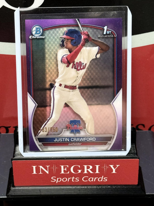 2023 Bowman #BCP-3 Justin Crawford Chrome Prospects Purple Refractors #/250