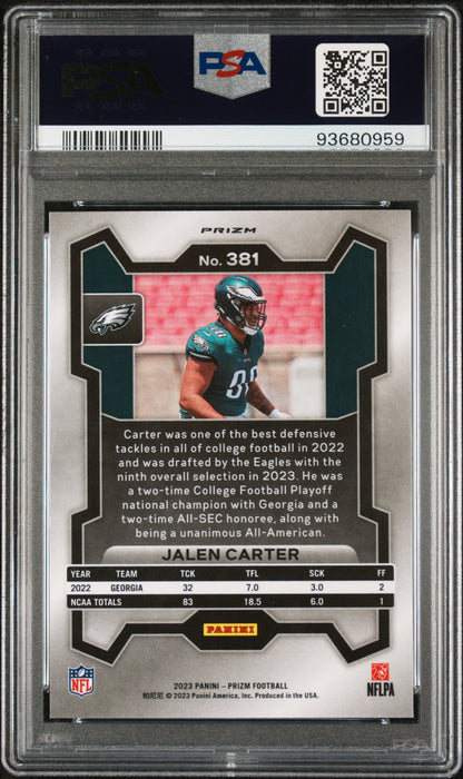 2023 Panini Prizm #381 Jalen Carter Silver Prizm PSA 10