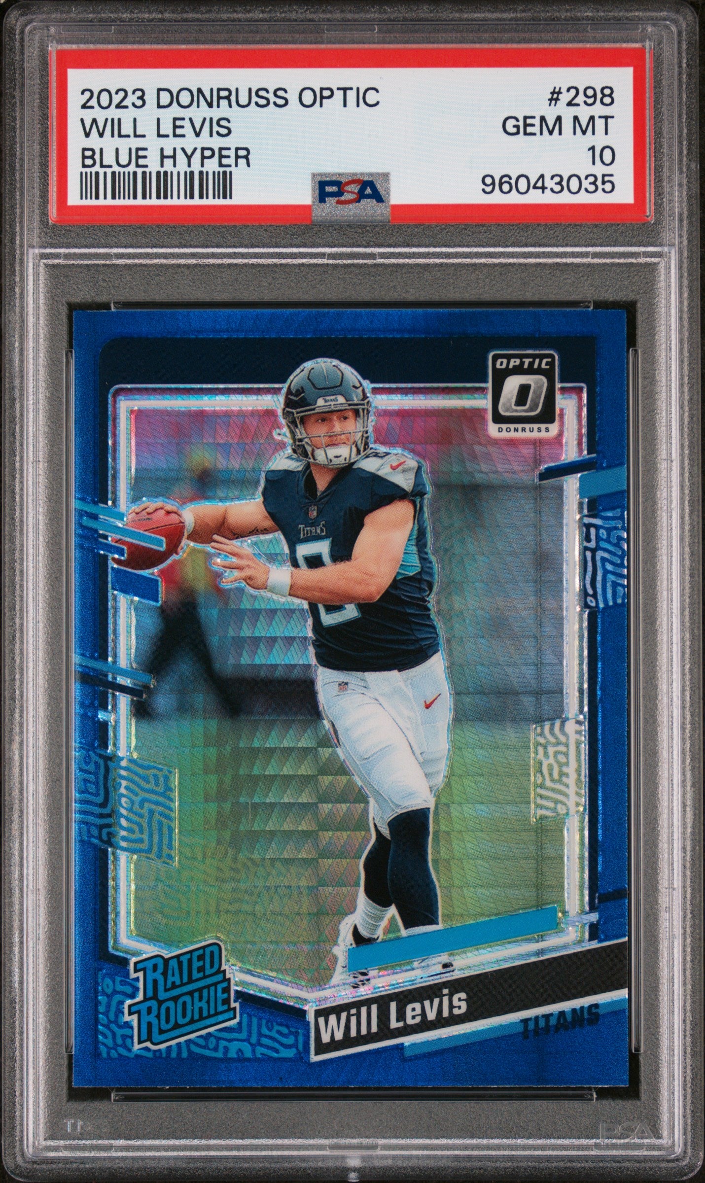 2023 Panini Donruss Optic #298 Will Levis Blue Hyper PSA 10