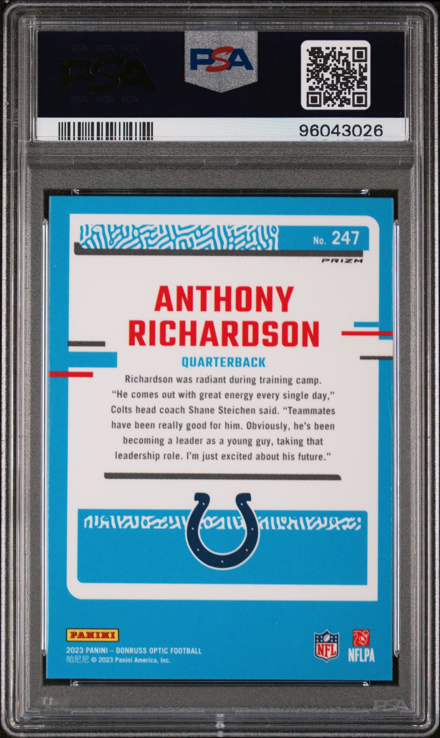 2023 Panini Donruss Optic #247 Anthony Richardson Green Hyper PSA 10