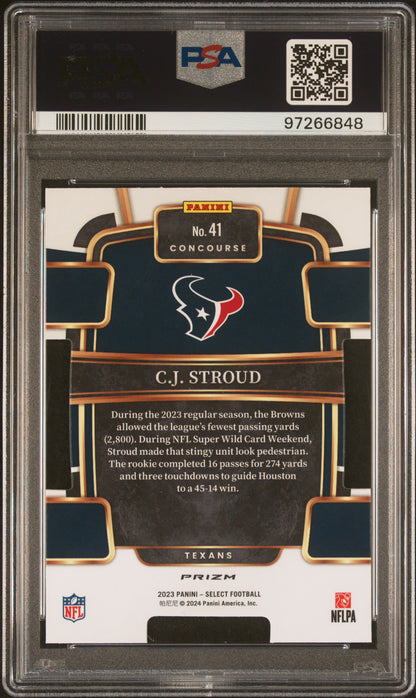 2023 Panini Select #41 Cj Stroud Die-Cut Red & Blue Prizm PSA 10