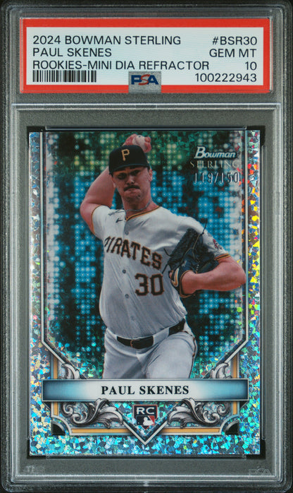 2024 Bowman Sterling Rookies #BSR30 Paul Skenes-Mini Diamond/150 PSA 10