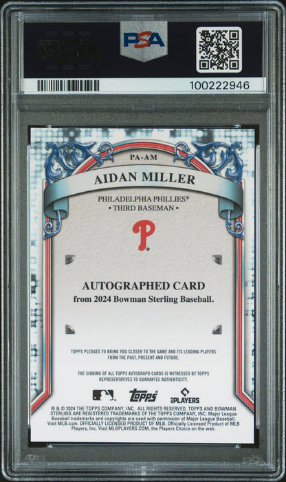 2024 Bowman Sterling  Autographs #PAAM Aidan Miller Au-Wave Ref/125 PSA 10