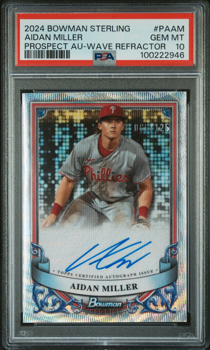 2024 Bowman Sterling  Autographs #PAAM Aidan Miller Au-Wave Ref/125 PSA 10