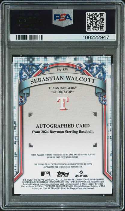 2024 Bowman Sterling Prospect Autographs #PASW Sebastian Walcott-Gold/50 PSA 10