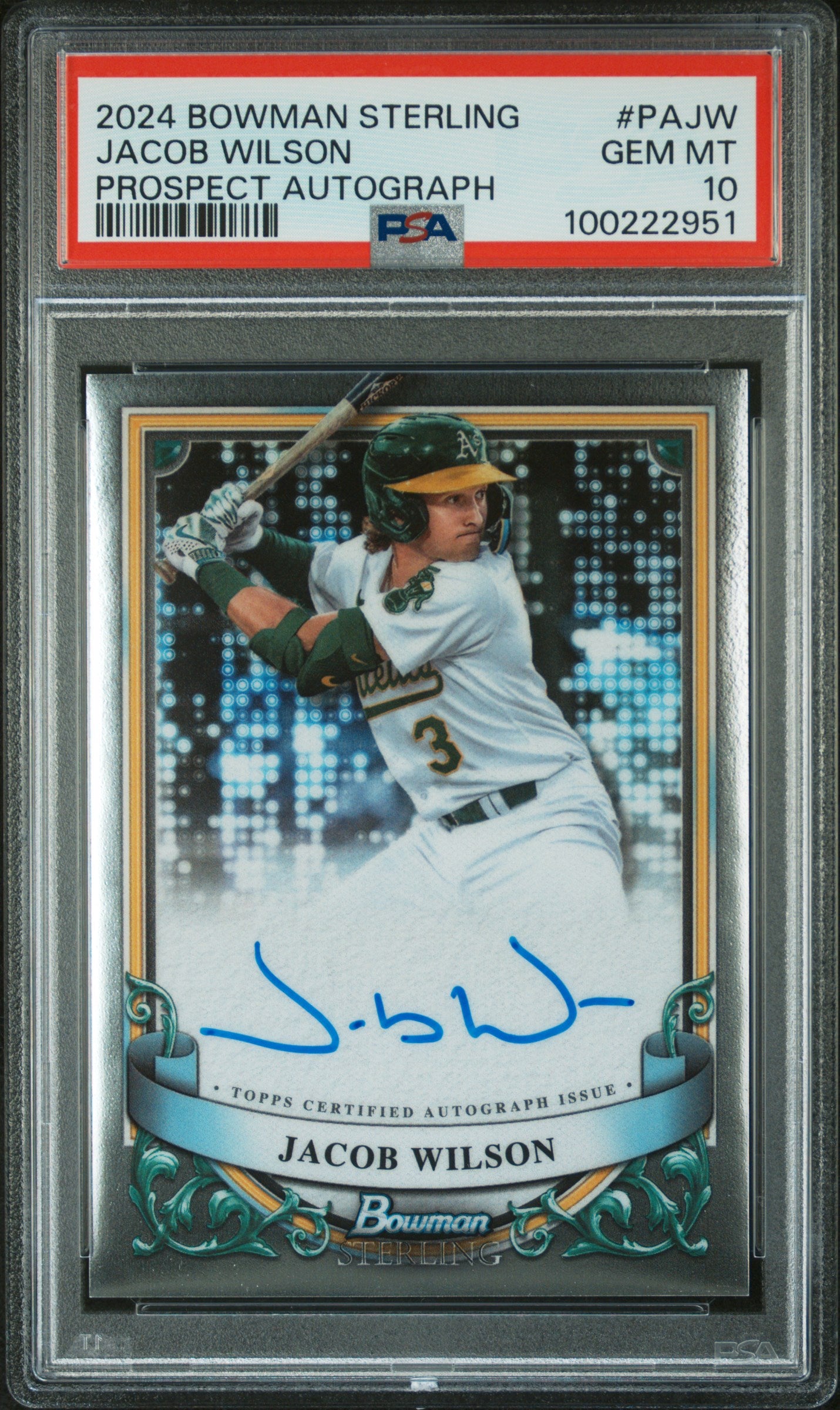 2024 Bowman Sterling Prospect Autographs #PAJW Jacob Wilson PSA 10