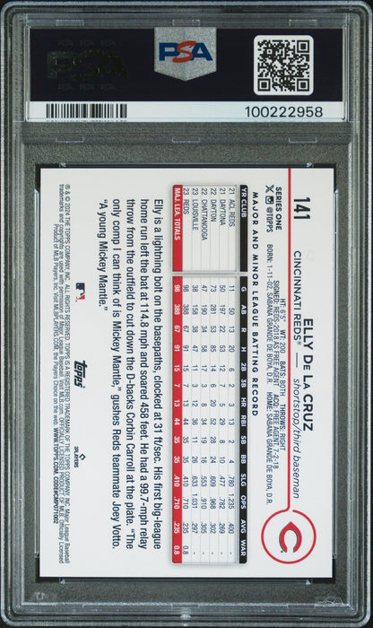 2024 Topps #141 Elly De La Cruz Rainbow Foil PSA 9