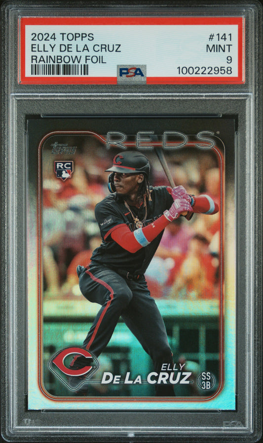 2024 Topps #141 Elly De La Cruz Rainbow Foil PSA 9