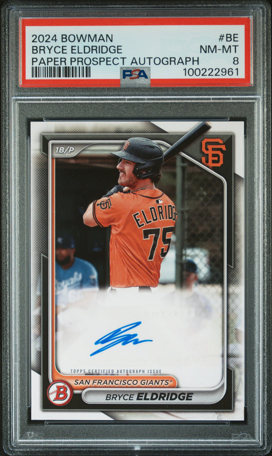 2024 Bowman Paper Prospect Autographs #BE Bryce Eldridge PSA 8