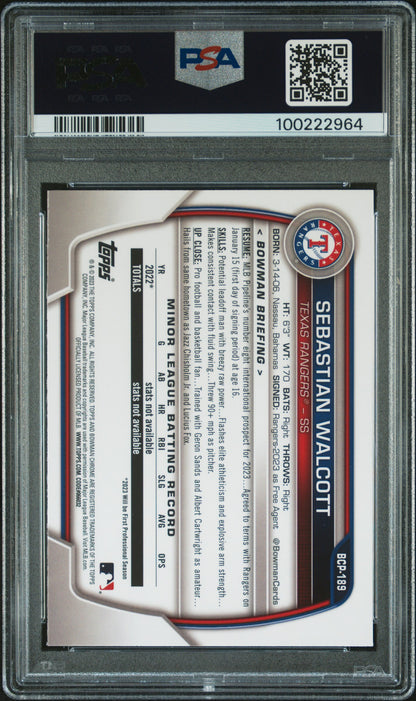 2023 Bowman Mega Box Chrome #189 Sebastian Walcott PSA 10