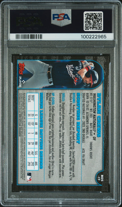2024 Bowman Chrome 1999 25th Anniversary International #17 Dylan Crews/100 PSA 9