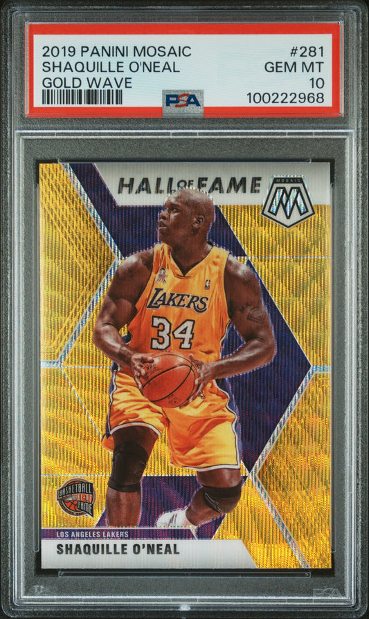 2019 Panini Mosaic #281 Shaquille O'Neal Gold Wave PSA 10