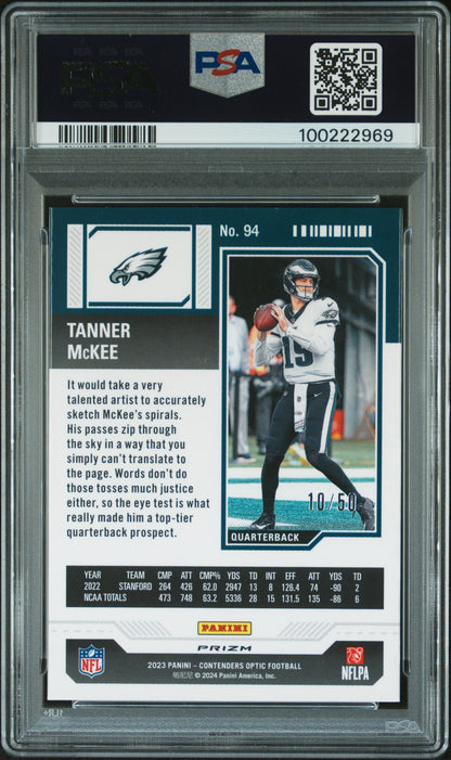 2023 Panini Contenders Optic #94 Tanner Mckee Orange PSA 9