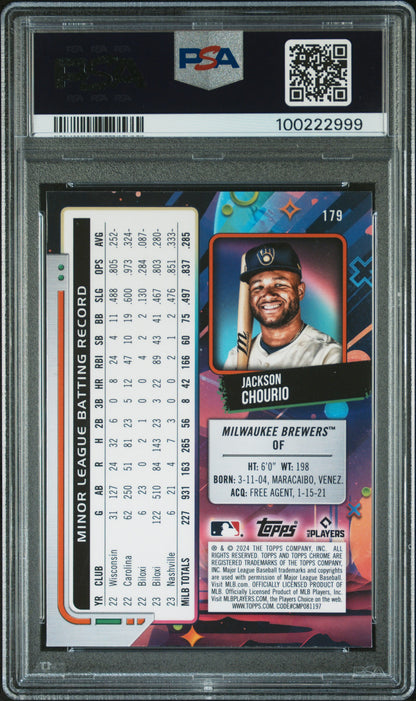 2024 Topps Chrome Cosmic #179 Jackson Chourio PSA 10