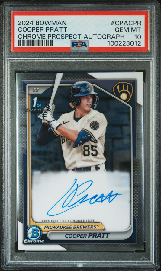 2024 Bowman Chrome Prospect Autographs #CPACPR Cooper Pratt PSA 10